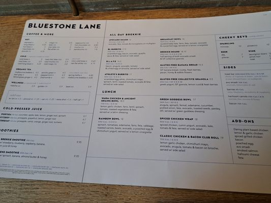 Menu photo 1 Bluestone Lane New York, NY