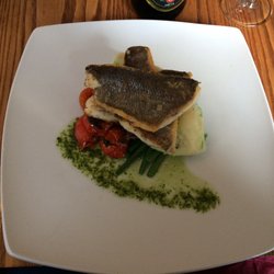 Crofters' Music Bar Bistro - Pan seared sea bass, chive potatoes and green beans
