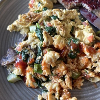 Dandelion Cafe - Veggie scramble with Just Egg - Coffee & Tea Near Me - Bellaire, Texas Dandelion Cafe - Veggie scramble with Just Egg - Coffee & Tea Near Me - Bellaire, Texas