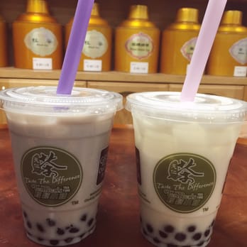 Ten Ren Tea - Taro and lychee milk tea with pearls - Bubble Tea Near Me - Cupertino, California Ten Ren Tea - Taro and lychee milk tea with pearls - Bubble Tea Near Me - Cupertino, California