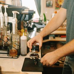 Rebel & Wolf Cafe - Tamping An Espresso Shot at Rebel and Wolf