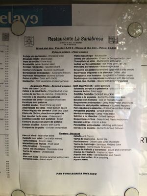 Menu photo 4 La Sanabresa Madrid, M Menu photo 4 La Sanabresa Madrid, M