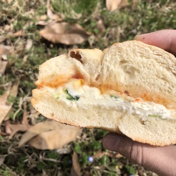 Nate's Bagels - Rosemary sea salt bagel, scallion cream cheese, pepper jam - Bagels Near Me - Richmond, Virginia