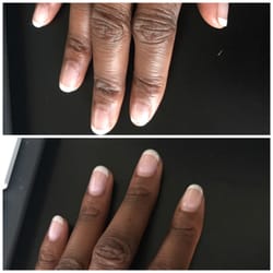 Polish Nail Spa - Two weeks out (gel manicure). The French tip on my first finger (right hand) came off after I dug my finger into a hard "vat" of coconut oil