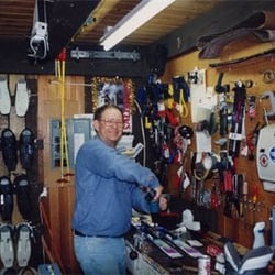 Dusty's Ski Shop & Rentals - Dusty at his first store at Spout Springs Ski Area