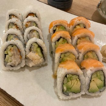 Tom Sushi - Chopped scallop roll & Alaska roll - Sushi Bars Near Me - Vancouver, British Columbia