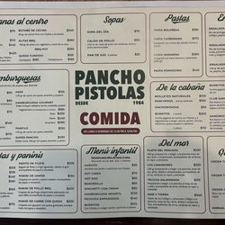 Pancho Pistolas - Menu