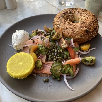 FIG Restaurant - Smoked salmon & bagel - a generous serving - Bars Near Me - Santa Monica, California FIG Restaurant - Smoked salmon & bagel - a generous serving - Bars Near Me - Santa Monica, California