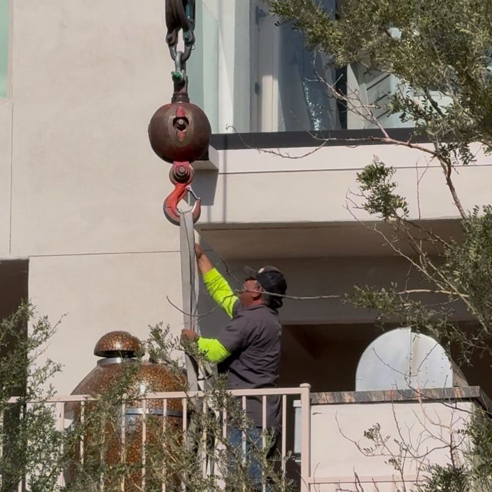 Tempe Crane & Rigging - 1/2 ton Komodo Kamado smoker safely in its forever home. - Crane Services Near Me - Tempe, Arizona Tempe Crane & Rigging - 1/2 ton Komodo Kamado smoker safely in its forever home. - Crane Services Near Me - Tempe, Arizona