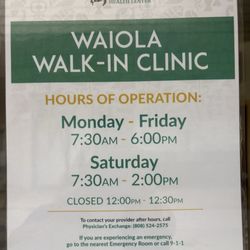 Waiola Clinic Waianae Mall Satellite - 9/24/26