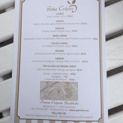 Pomme Crêperie - Meny Aug 2016
