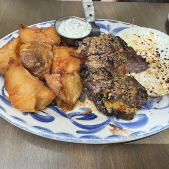 Aba - Steak and Schwarma-Spiced Skirt Steak & Eggs - Mediterranean Near Me - Chicago, Illinois Aba - Steak and Schwarma-Spiced Skirt Steak & Eggs - Mediterranean Near Me - Chicago, Illinois