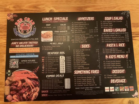 Menu photo 8 Red Crab Jacksonville, FL