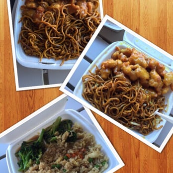 Prime Wok Express - Top orange chicken w/chow main no veggies middle lemon chicken w/chow main and bottom broccoli beef w/fried rice - Chinese Near Me - Rocklin, California Prime Wok Express - Top orange chicken w/chow main no veggies middle lemon chicken w/chow main and bottom broccoli beef w/fried rice - Chinese Near Me - Rocklin, California