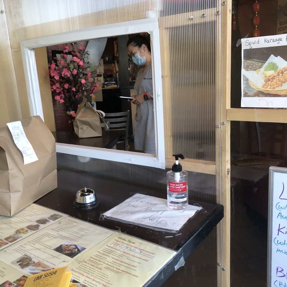 Umi Sushi - The pickup window. Staff are wearing masks. - Japanese Near Me - El Dorado Hills, California Umi Sushi - The pickup window. Staff are wearing masks. - Japanese Near Me - El Dorado Hills, California