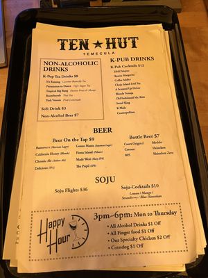 Menu photo 8 Ten Hut Temecula, CA