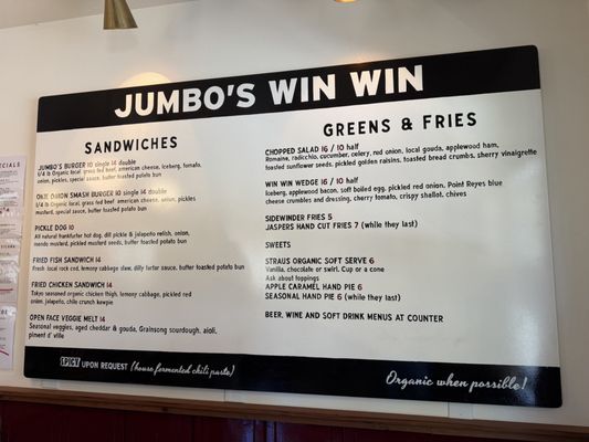 Menu photo 1 Jumbo's Win Win Philo, CA