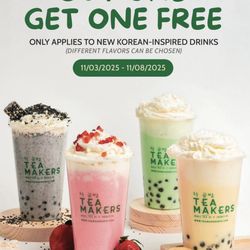 Tea Makers - Bogo (black sesame, strawberry creme, melona, Korean banana milk)