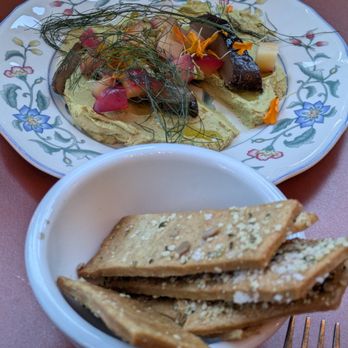 Harry's Fine Foods - whipped hummus-like spread, homemade crackers, pickled things, so good - New American Near Me - Seattle, Washington