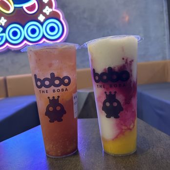 Bobo The Boba - Left: Fizzy Wizzy, Right: Dragon Slayer - Bubble Tea Near Me - Upland, California Bobo The Boba - Left: Fizzy Wizzy, Right: Dragon Slayer - Bubble Tea Near Me - Upland, California