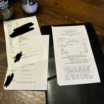 Cooper's Seafood House - receipt - Seafood Near Me - Scranton, Pennsylvania