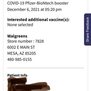 Walgreens - Confirming appointment - Drugstores Near Me - Mesa, Arizona