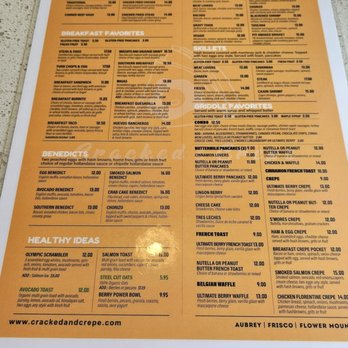 Cracked & Crepe - menu - Breakfast & Brunch Near Me - Frisco, Texas Cracked & Crepe - menu - Breakfast & Brunch Near Me - Frisco, Texas