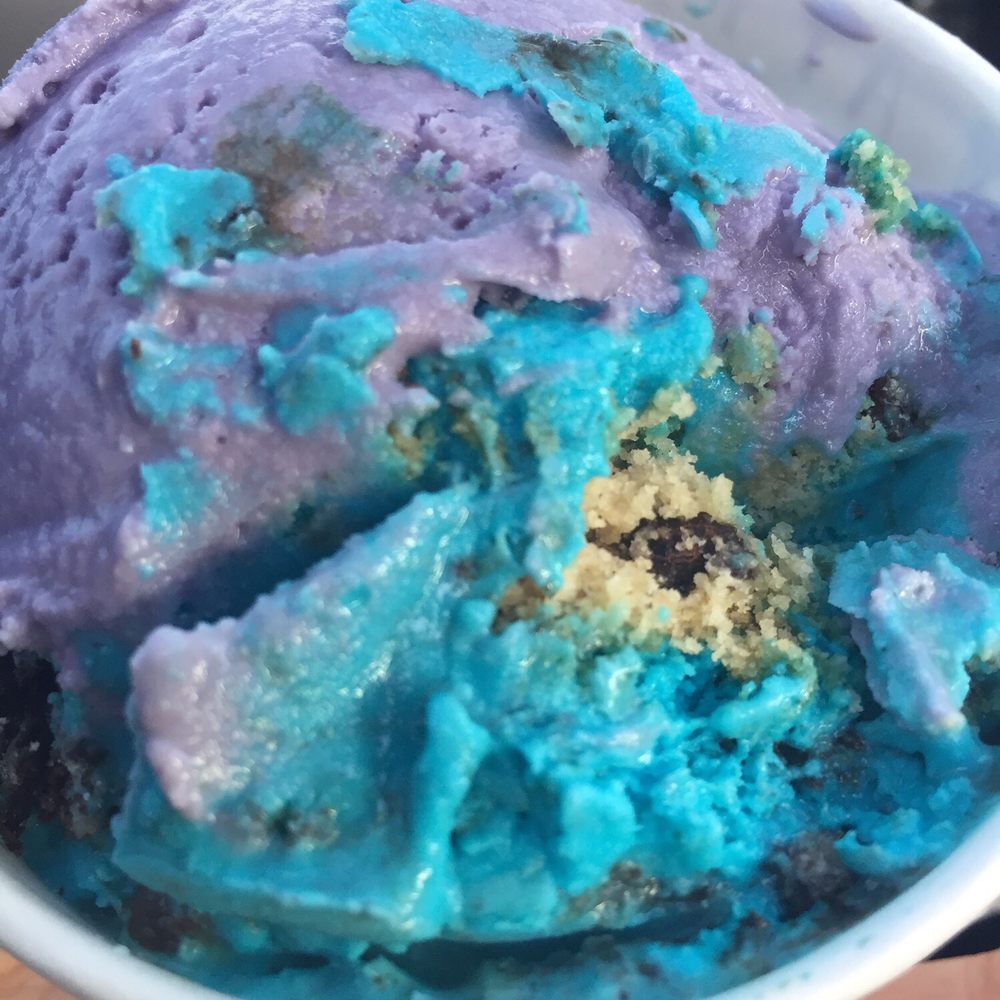 Afters Ice Cream - You can get 2 flavors in one scoop for 50 cents extra. This is half Cookie Monster and half jasmine milk tea. - Ice Cream & Frozen Yogurt Near Me - Fullerton, California Afters Ice Cream - You can get 2 flavors in one scoop for 50 cents extra. This is half Cookie Monster and half jasmine milk tea. - Ice Cream & Frozen Yogurt Near Me - Fullerton, California