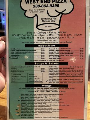Menu photo 2 West End Pizza Malvern, OH