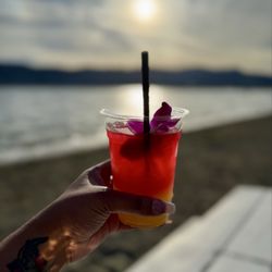 Jack's Bar-B-Q - Beautiful Layered Island Drink on the lake during the golden hour.