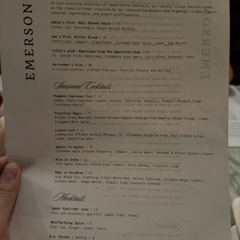 Emerson's - Drink menu - Cocktail Bars Near Me - Pittsburgh, Pennsylvania