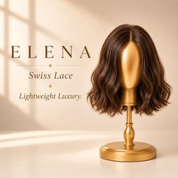 Moxi Loxi Wigs - ELENA low-density lace-front human-hair wig, professionally fitted and customized for natural movement, color and comfort.