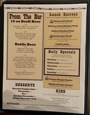 Menu photo 8 JW's Steakhouse Carmine, TX