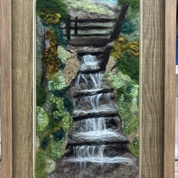 Americana Frame - Wool painting in a Wood frame with mat and museum grade glass. - Framing Near Me - Portland, Oregon Americana Frame - Wool painting in a Wood frame with mat and museum grade glass. - Framing Near Me - Portland, Oregon