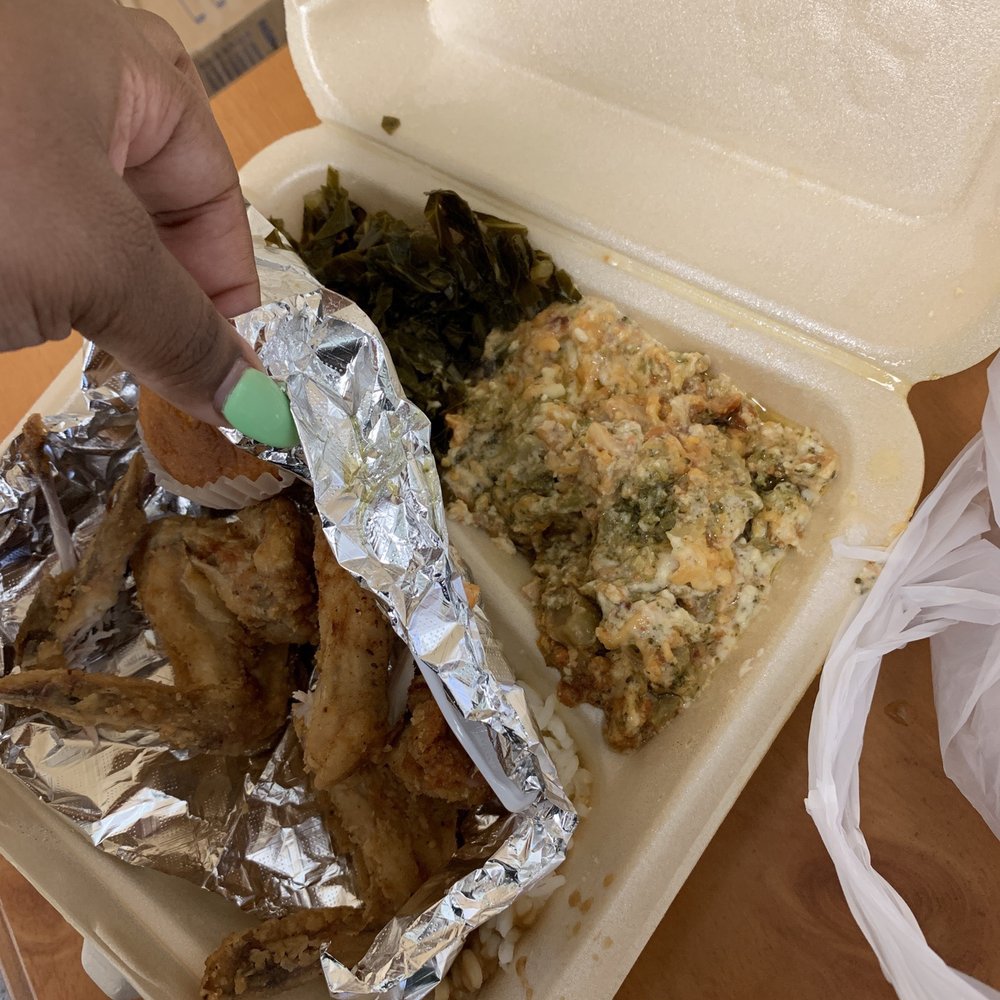 Broccoli Casserole, Collards, Fried Chicken Wings, Rice and Gravy Broccoli Casserole, Collards, Fried Chicken Wings, Rice and Gravy