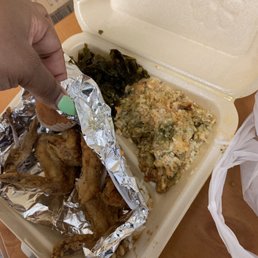 Broccoli Casserole, Collards, Fried Chicken Wings, Rice and Gravy Broccoli Casserole, Collards, Fried Chicken Wings, Rice and Gravy