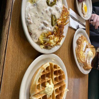 Waffles Caffe - two plates of food on a table - Breakfast & Brunch Near Me - Yakima, Washington