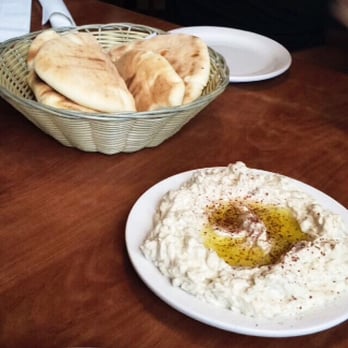 Montfort Restaurant - Baba ganoush with pita bread - Mediterranean Near Me - Mississauga, Ontario Montfort Restaurant - Baba ganoush with pita bread - Mediterranean Near Me - Mississauga, Ontario