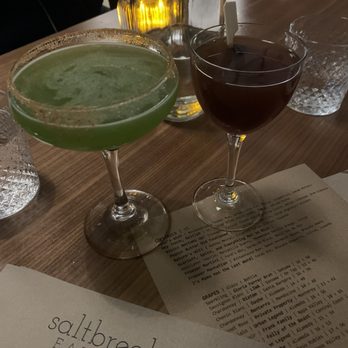 Saltbreaker - Natures Will (mezcal based) and Freezer Manhattan (Rye based) - Cocktail Bars Near Me - Alameda, California