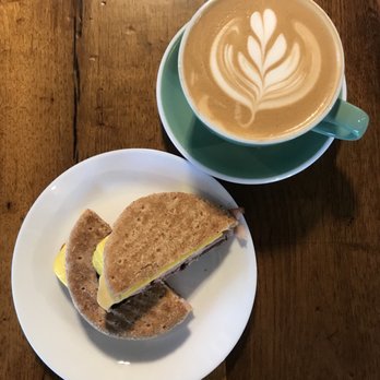 Lucabe Coffee Co. - Breakfast sandwich and roselynn latte - Coffee & Tea Near Me - Columbus, Indiana