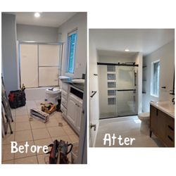 Espinoza painting & landscaping  - Before and after bathroom remodeled