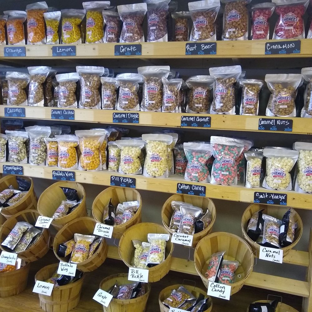 Chenez's Popcorn - Wall of popcorn. - Candy Stores Near Me - Lockport, New York Chenez's Popcorn - Wall of popcorn. - Candy Stores Near Me - Lockport, New York