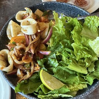 Cafe Equator - Squid salad  and chicken Yellow Curry - Thai Near Me - Metairie, Louisiana