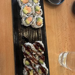 Salmon avocado roll and eel avocado roll Salmon avocado roll and eel avocado roll
