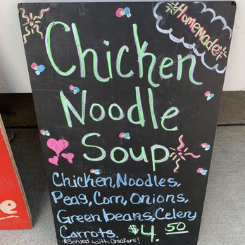 The Breakfast Choo - a chicken noodle soup sign - Food Trucks Near Me