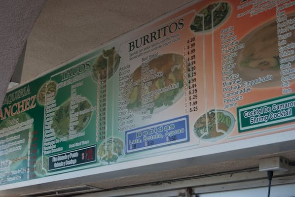Menu photo 2 Taqueria Sanchez Los Angeles, CA Menu photo 2 Taqueria Sanchez Los Angeles, CA