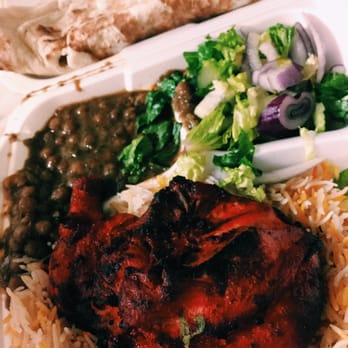 Kabobeesh - Tandoori chicken meal served with salad, chana, and warm naan. - Indian Near Me - Philadelphia, Pennsylvania