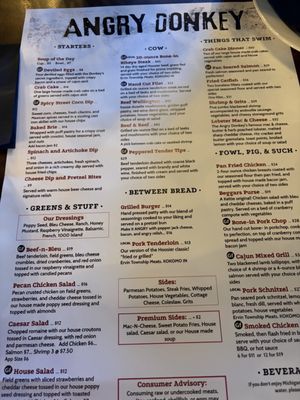 Menu photo 2 Angry Donkey Michigantown, IN
