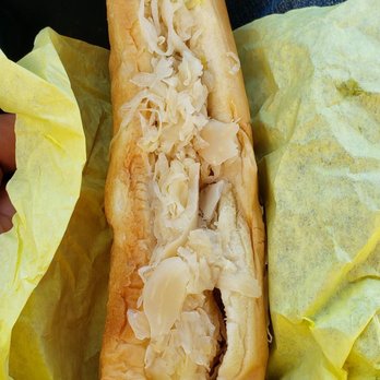 Sinbad's Hot Dogs - Kraut hotdog with just mustard. - Hot Dogs Near Me - Sparks, Nevada Sinbad's Hot Dogs - Kraut hotdog with just mustard. - Hot Dogs Near Me - Sparks, Nevada