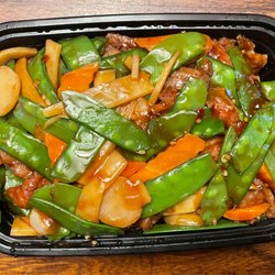 Win Win Express - Beef with snow peas. I will say that the portion is very generous. It's decent...